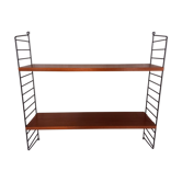 Vintage wall shelf in teak and black metal String Tomado style