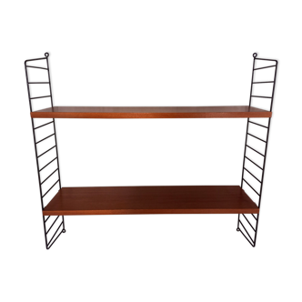 Etagère murale vintage en teck et métal noir style String Tomado