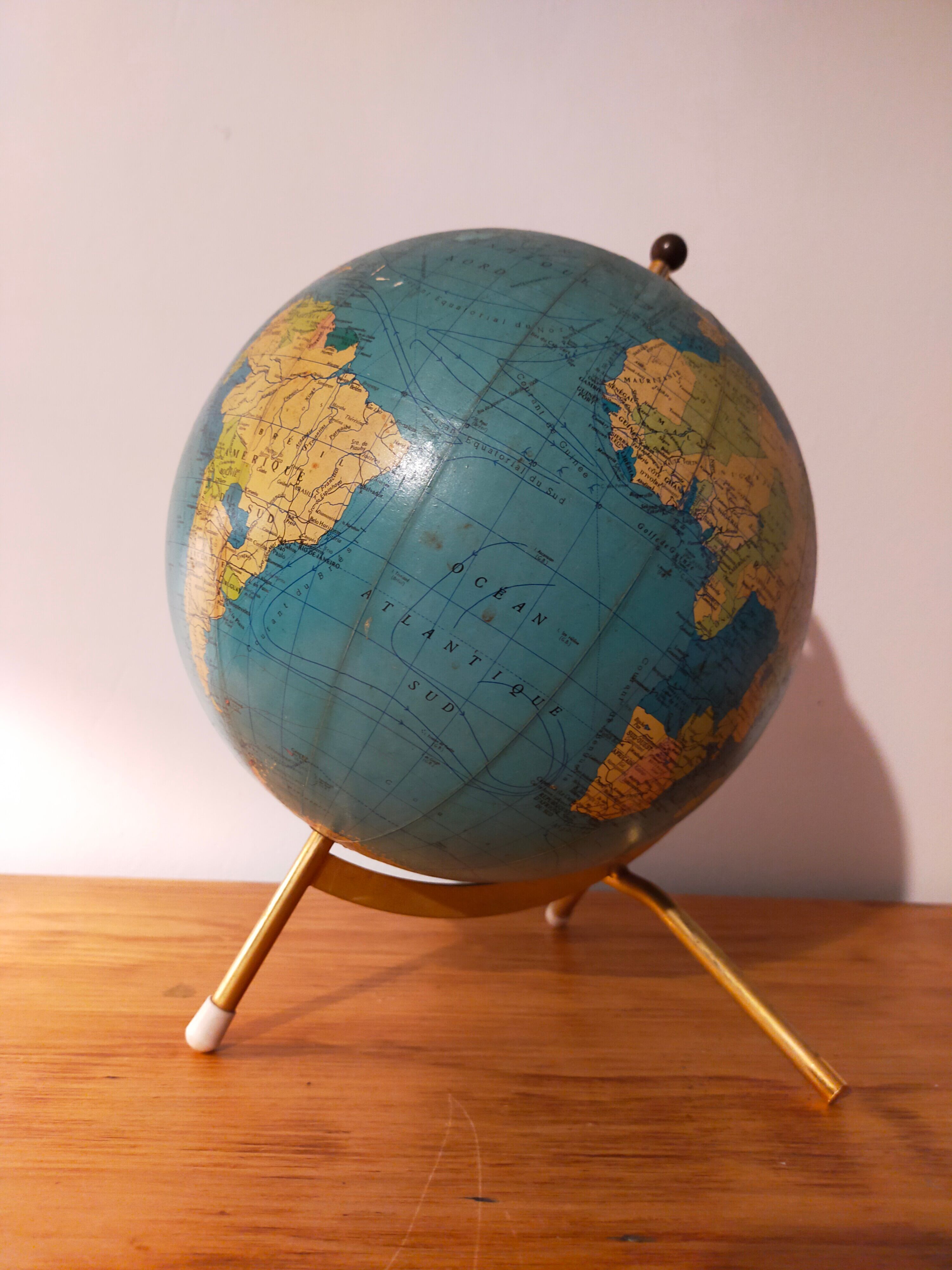 Vintage globe maps taride brass support 60s