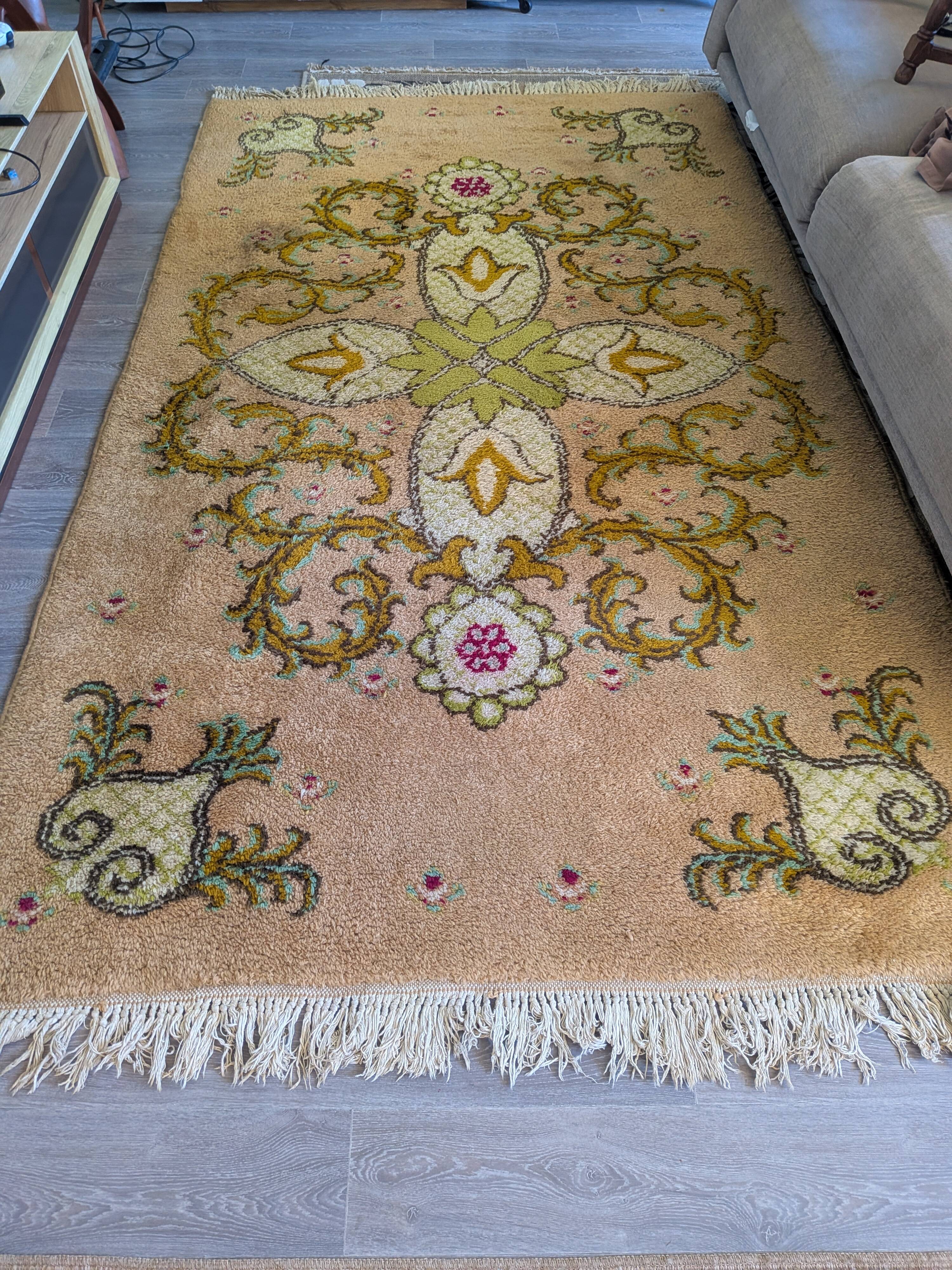 Vintage Moroccan medallion rug in pure wool – 293 x 180 cm