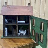 Wooden 1950s doll house with furniture