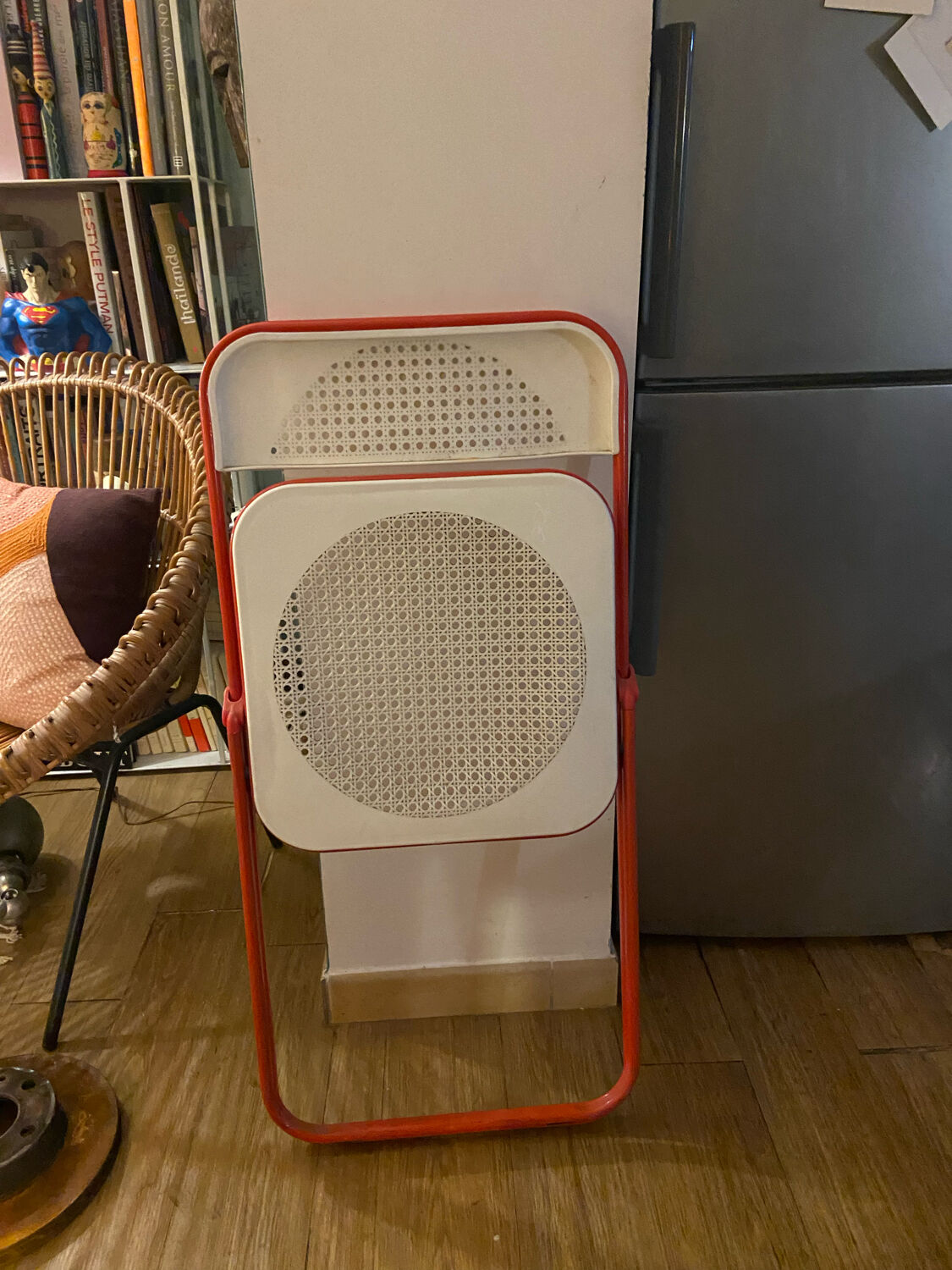 Folding chair in metal and plastic cannage 70s