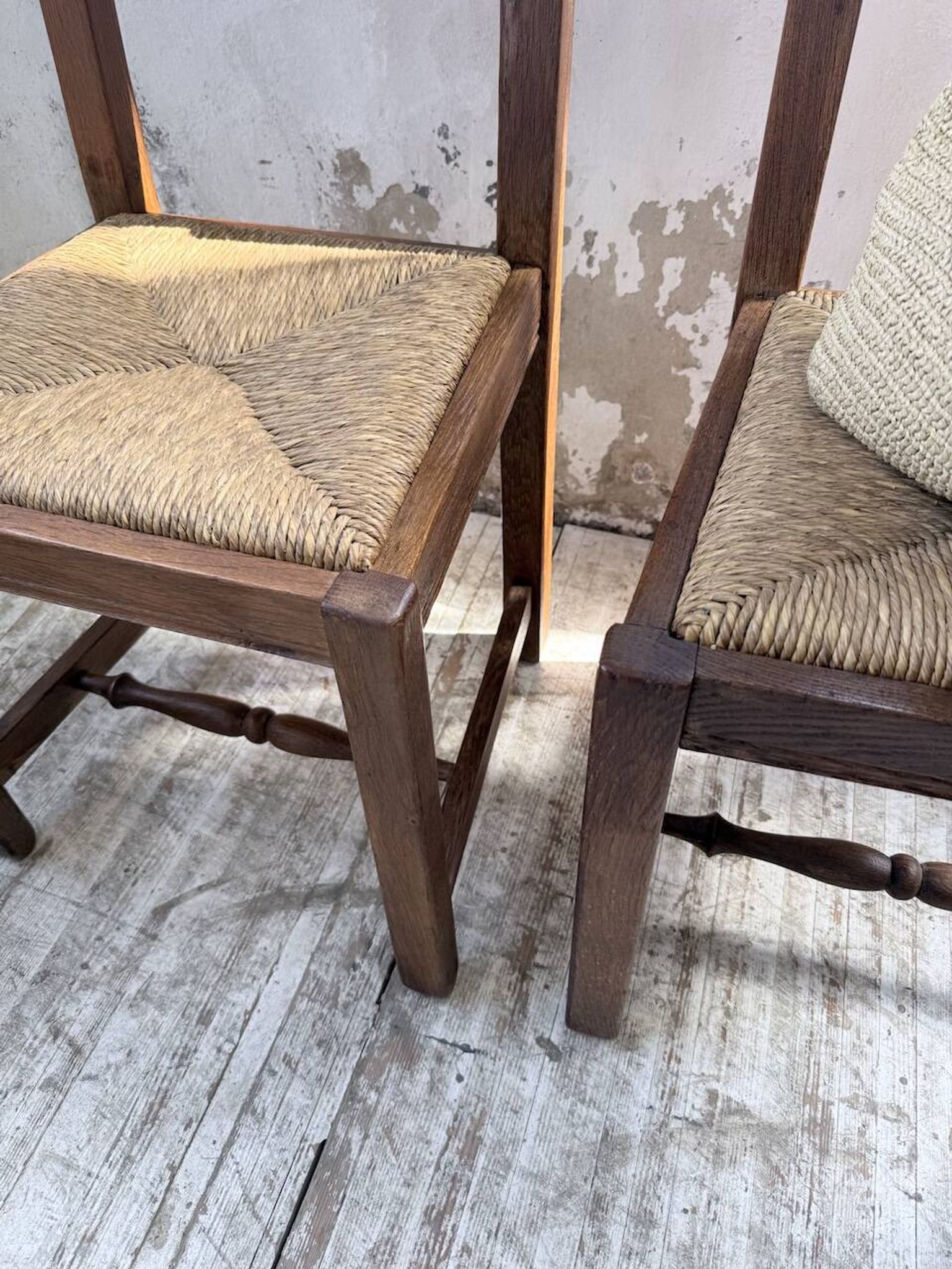 Set 4 chaises rustiques chêne De puydt, Belgique 1970
