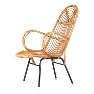 Chaise en rotin des années 1950 par Gebroeders Jonkers, Pays-Bas