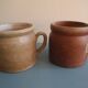 lot of 2 old rustic decorative stoneware pots