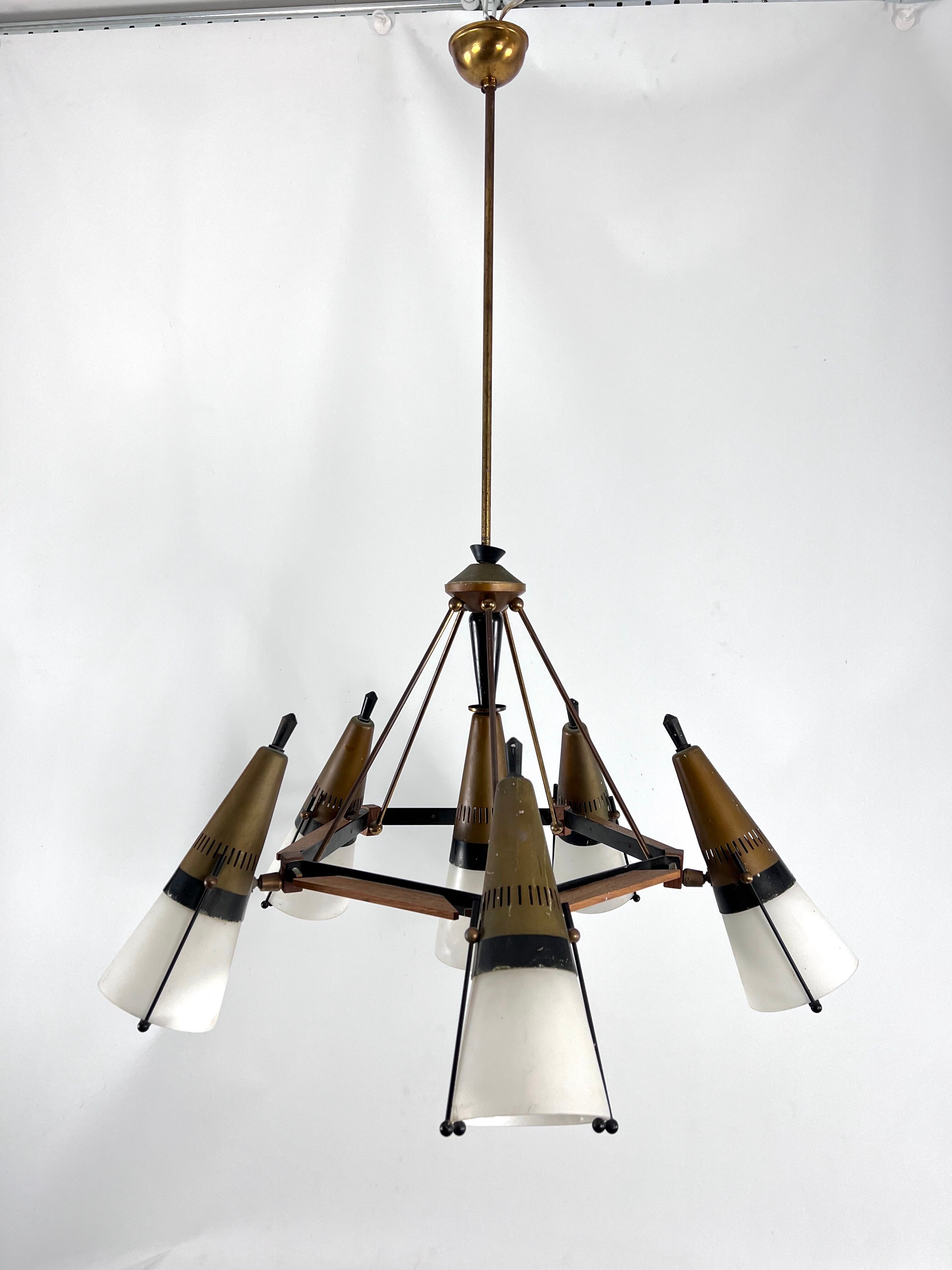 Mid-Century Modern sputnik chandelier, Italy 1950s