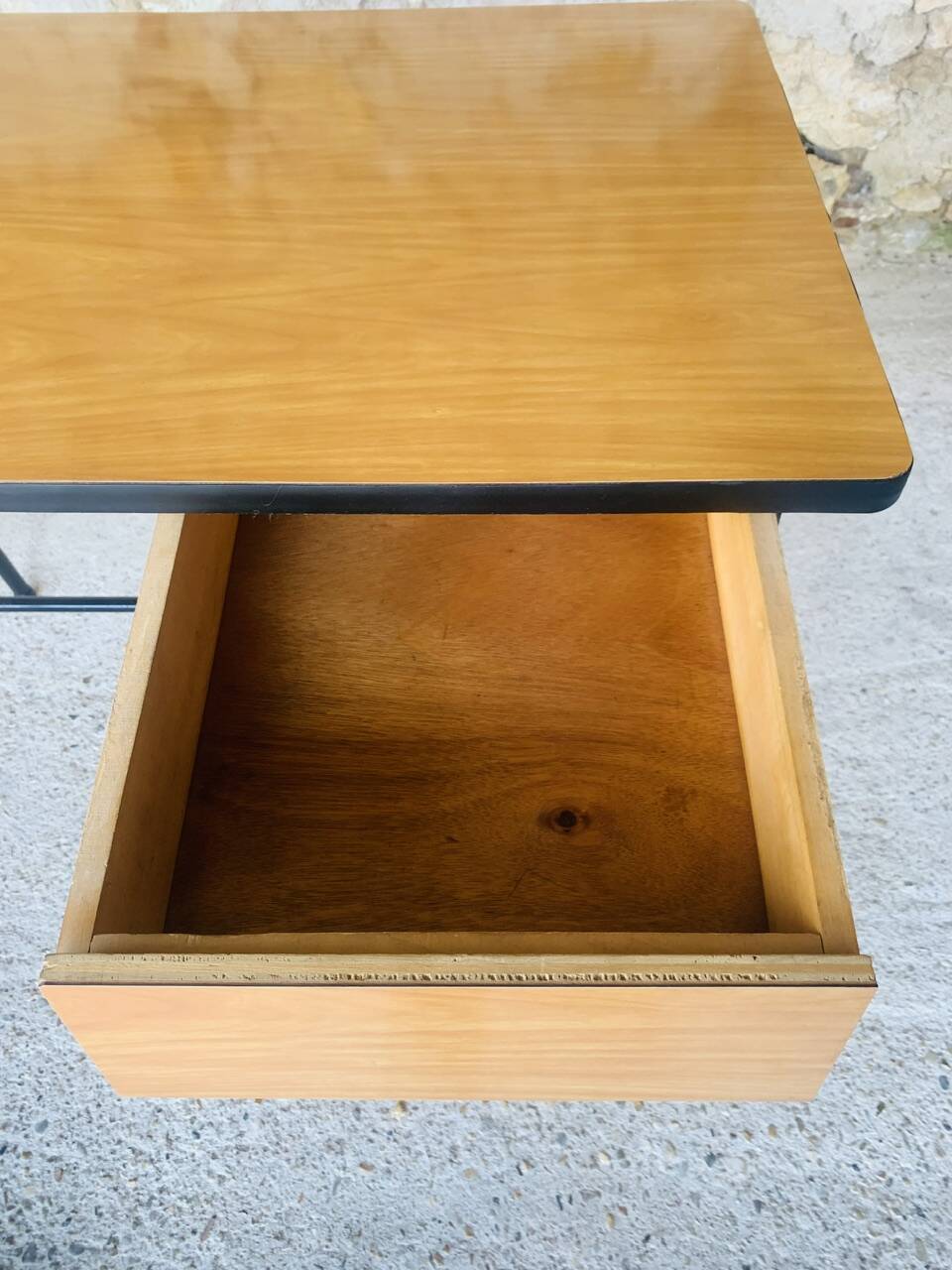Vintage metal and formica desk with 2 drawers, circa 60's