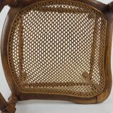 Chaise d'angle en bois et cannage