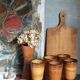Five earthenware mazagrans from Saint-Amand vintages service"Meylan"