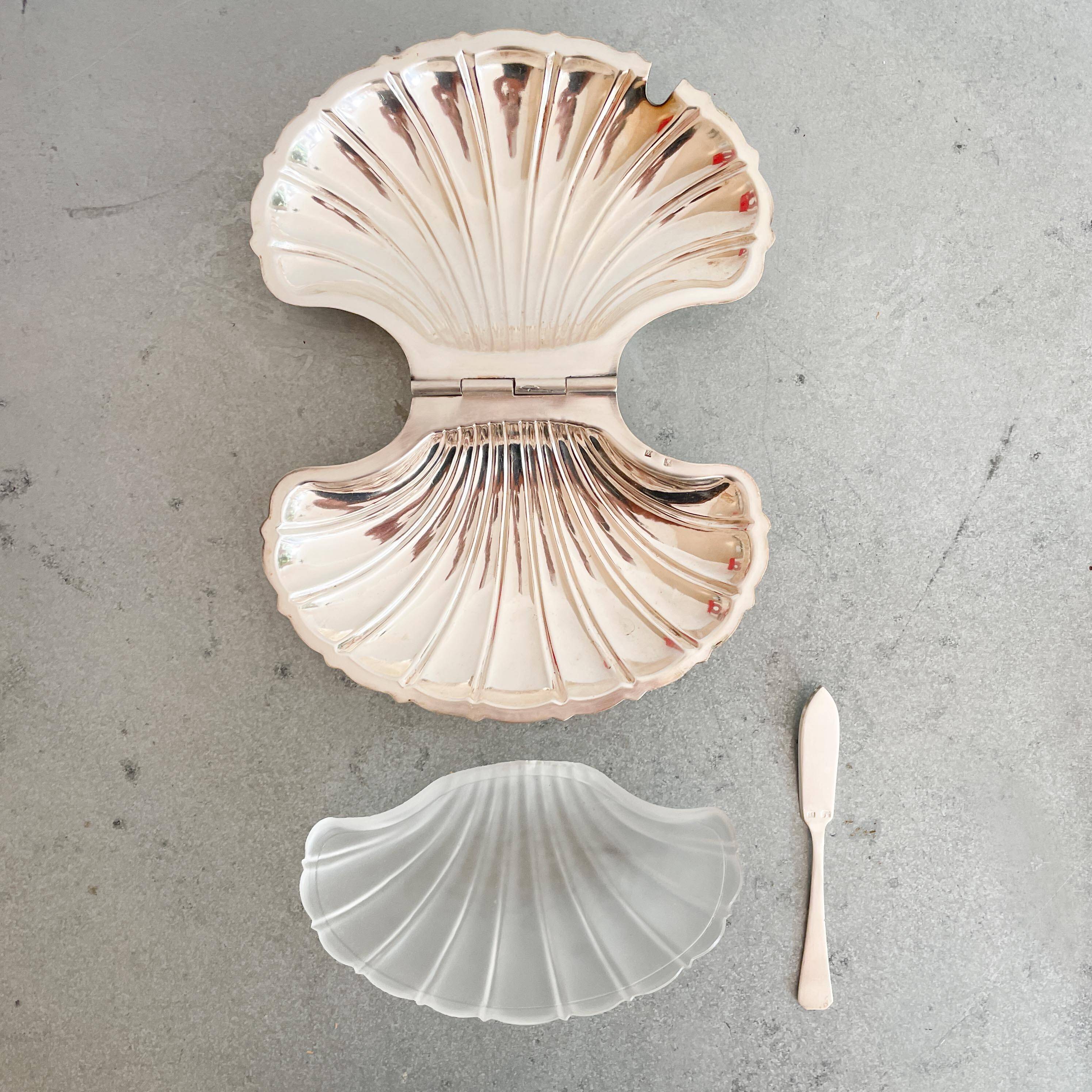 70s chrome metal shell butter dish