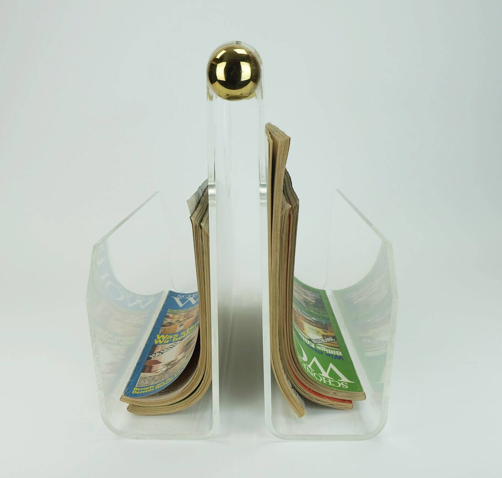 Transparent lucite acrylic magazine rack 1970s 1980s space age