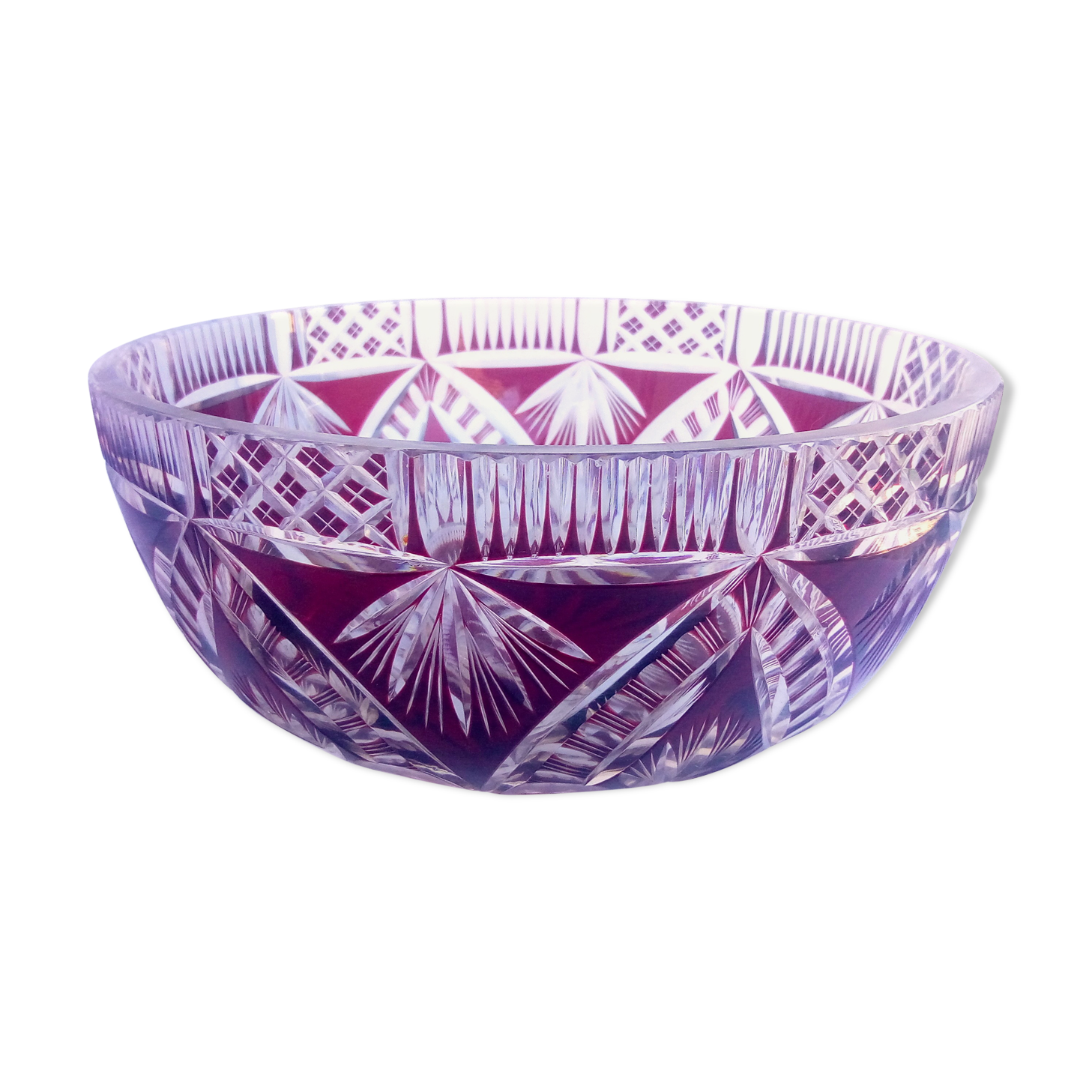 Red Bohemian crystal salad bowl
