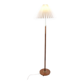 Lampadaire - Teck - Abat-jour plissé - Design danois - Années 1960