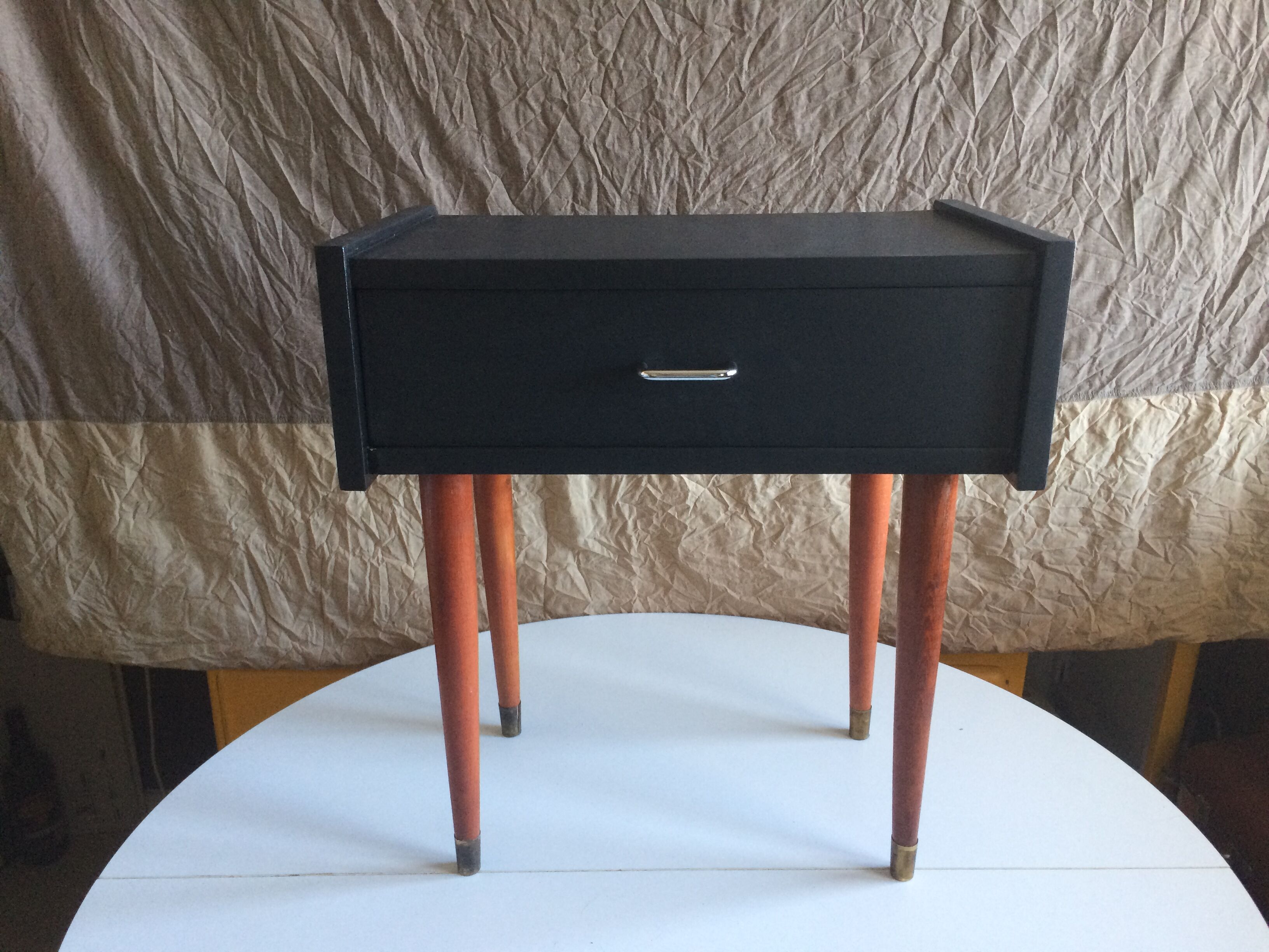 French vintage bedside revisited in black mast 60