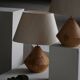 Sculptural Danish modern table lamp in wood by Kirk, 1980s.