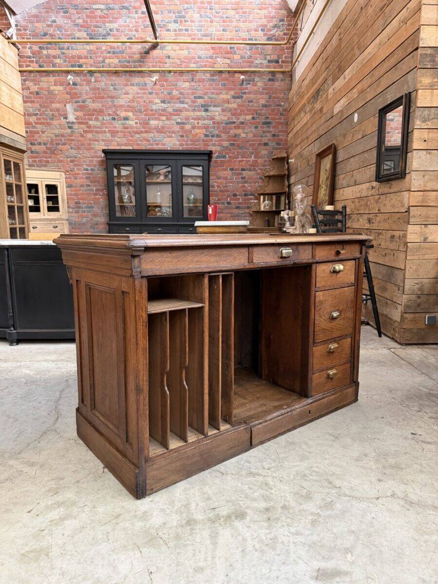 Oak shop counter from the early 20th century.