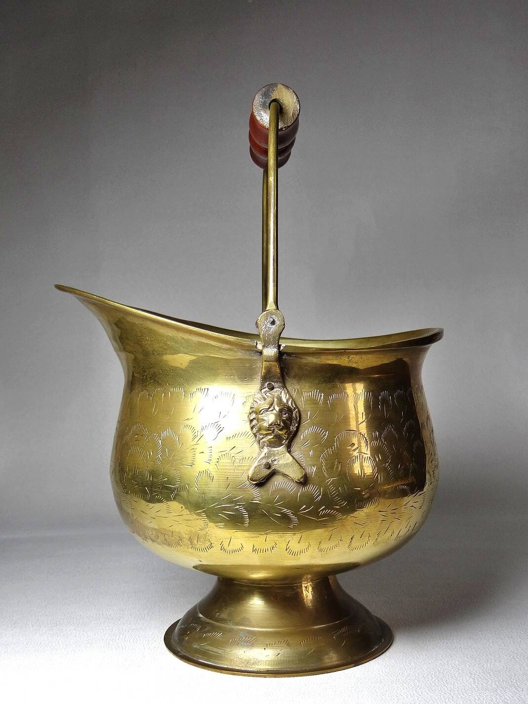 Vintage Ornate Brass Coal Bucket