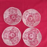 4 chiseled molded glass dessert bowls