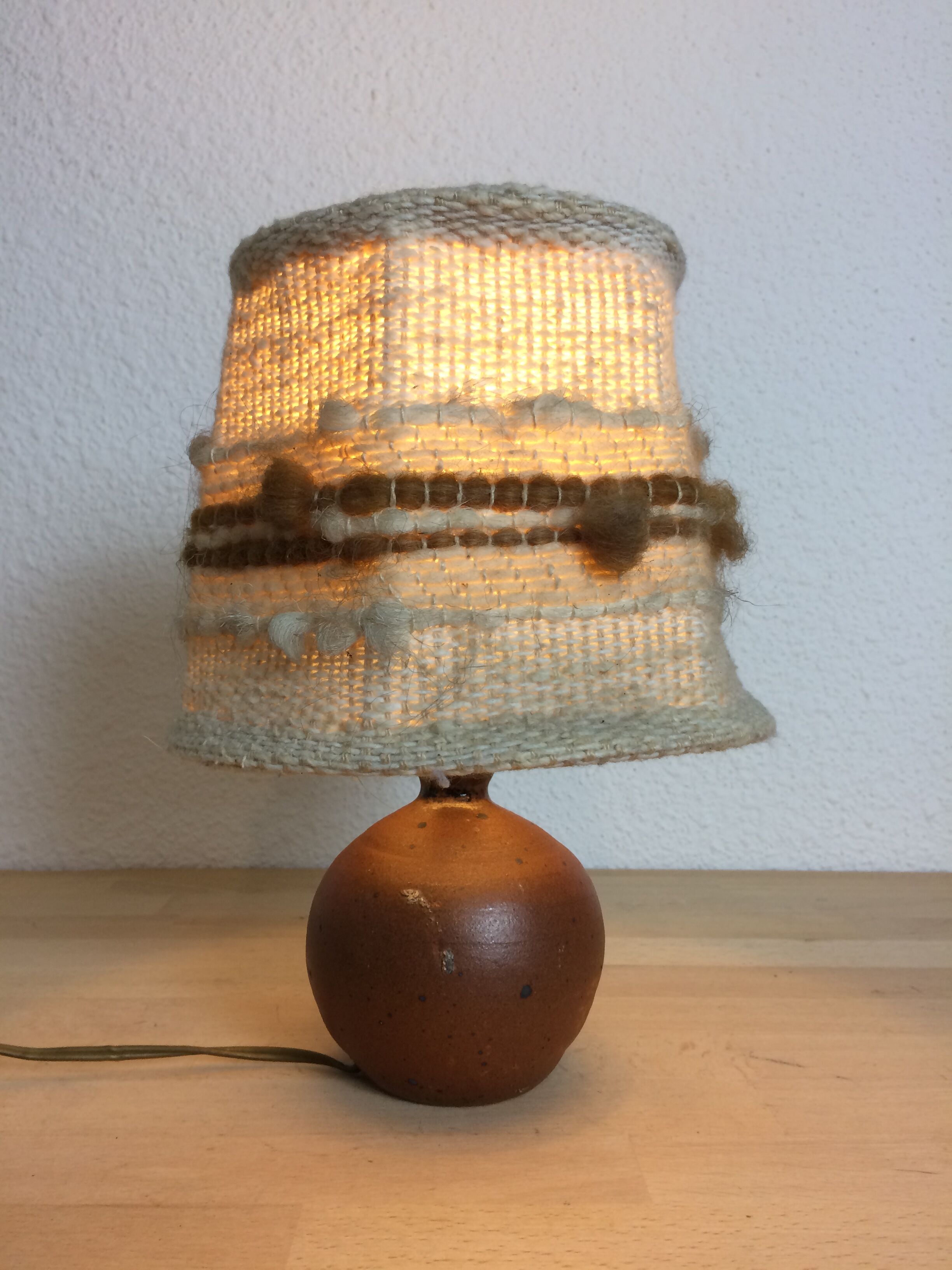 Sandstone ball lamp and wool day lampshade