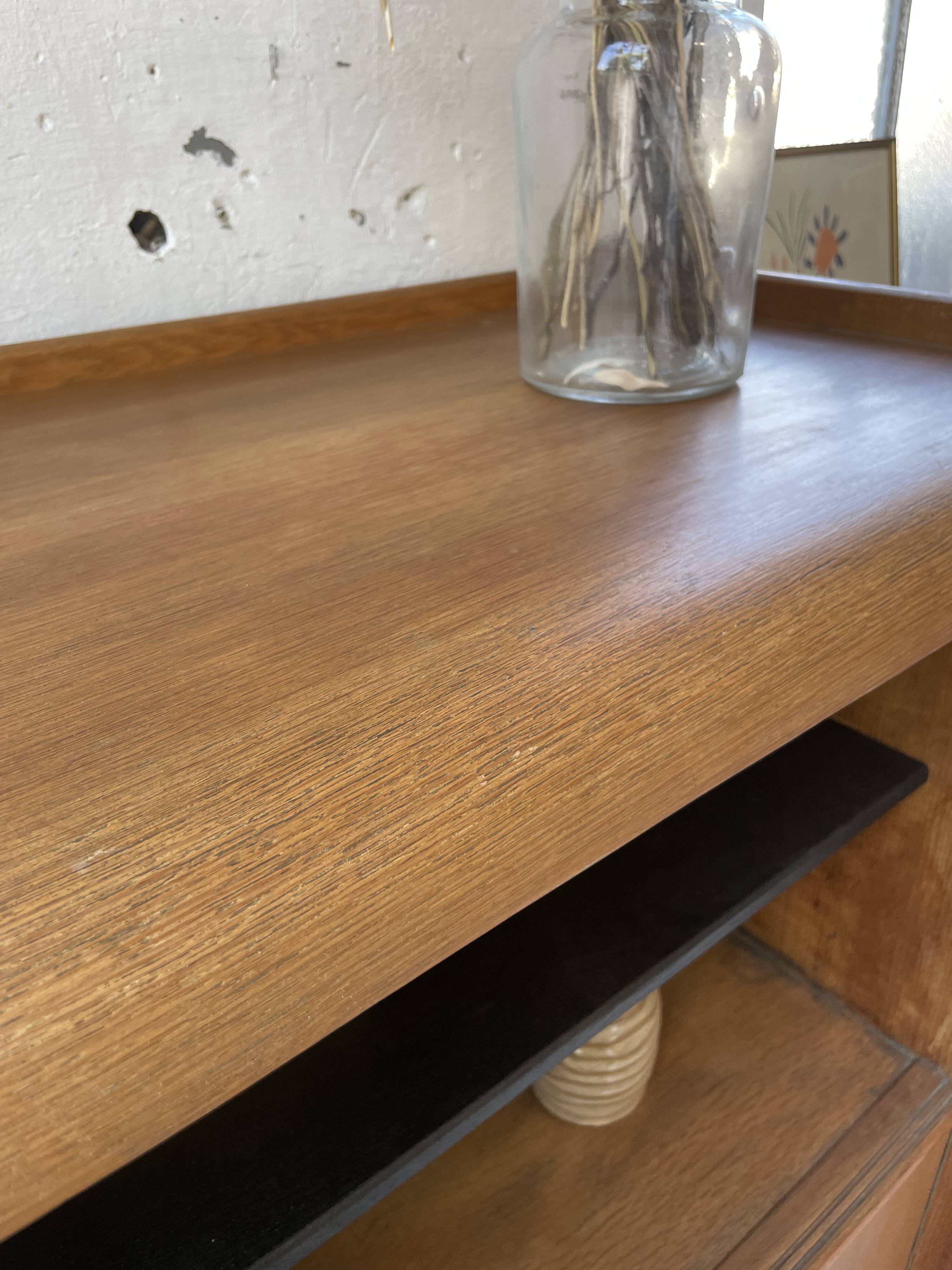 Meuble de rangement secrétaire chêne années 60