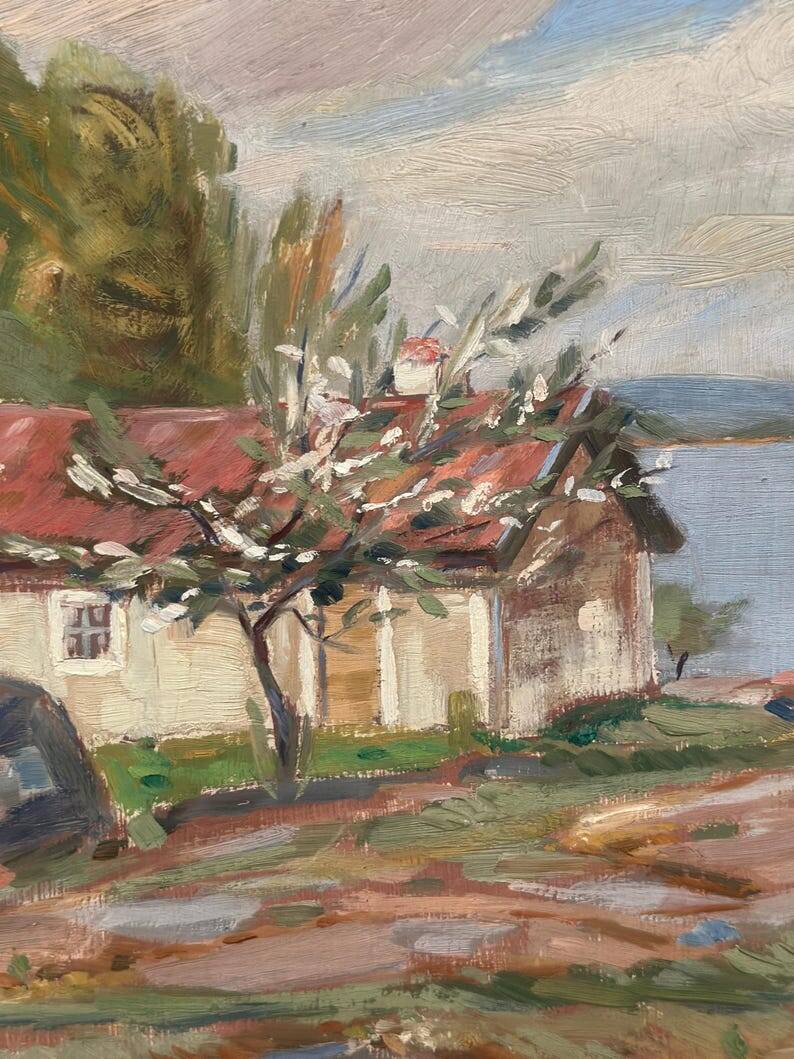 Swedish Oil On Panel "Landscape View" by S. Toqvist, Vintage & Framed 57×40cm