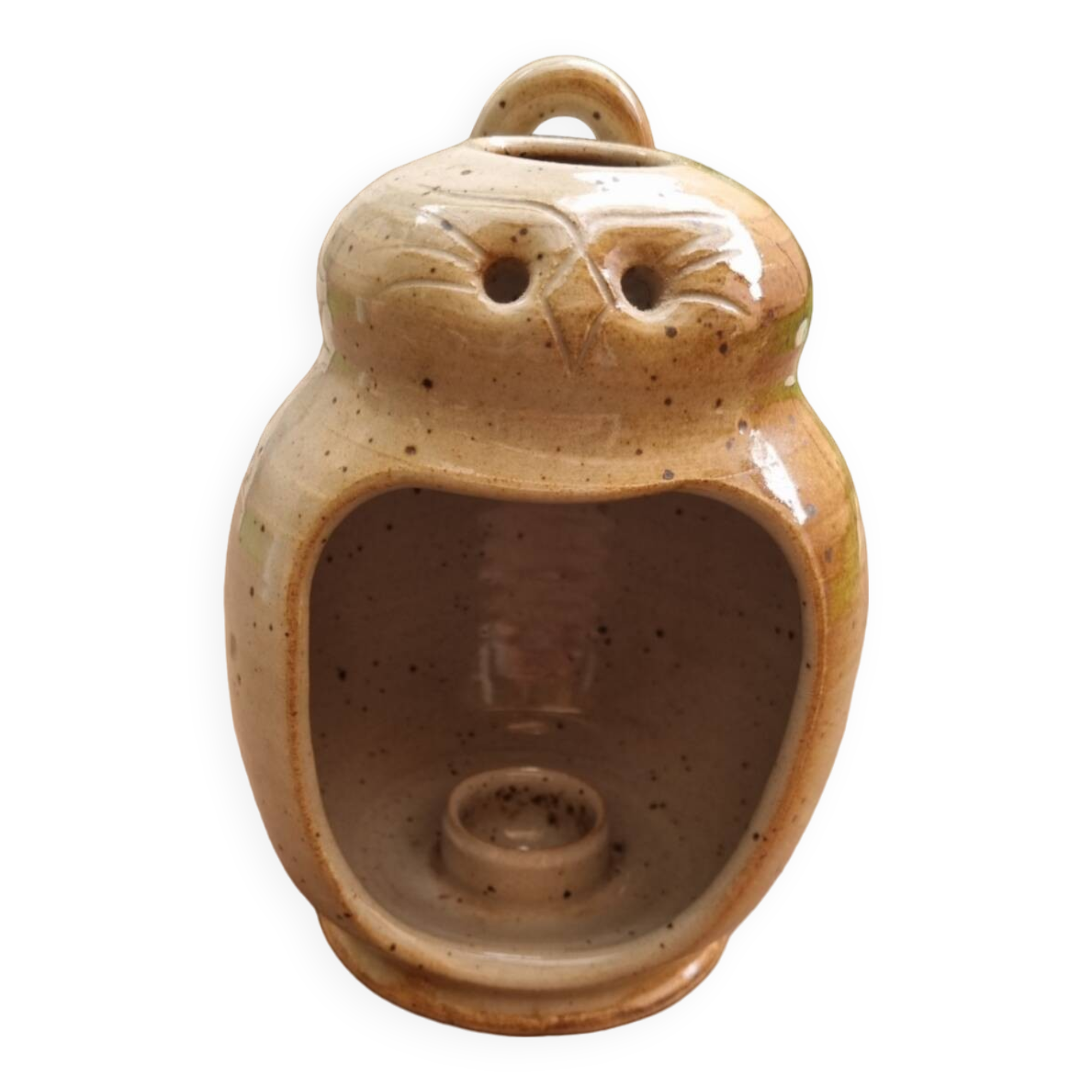 Owl stoneware tea light holder