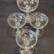 4 Antique Champagne Glasses In Engraved Crystalline