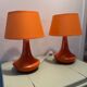 2 lampes de chevet orange, années 70