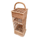 Vintage wicker bar basket bottle holder
