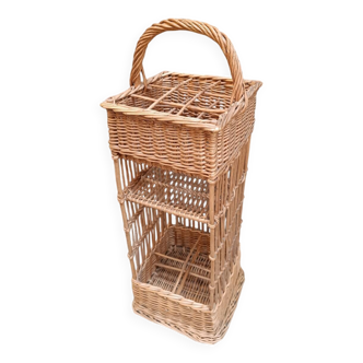 Panier bar en osier porte bouteille vintage