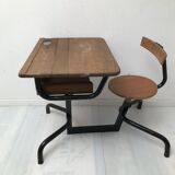Bureau écolier avec son encrier signé