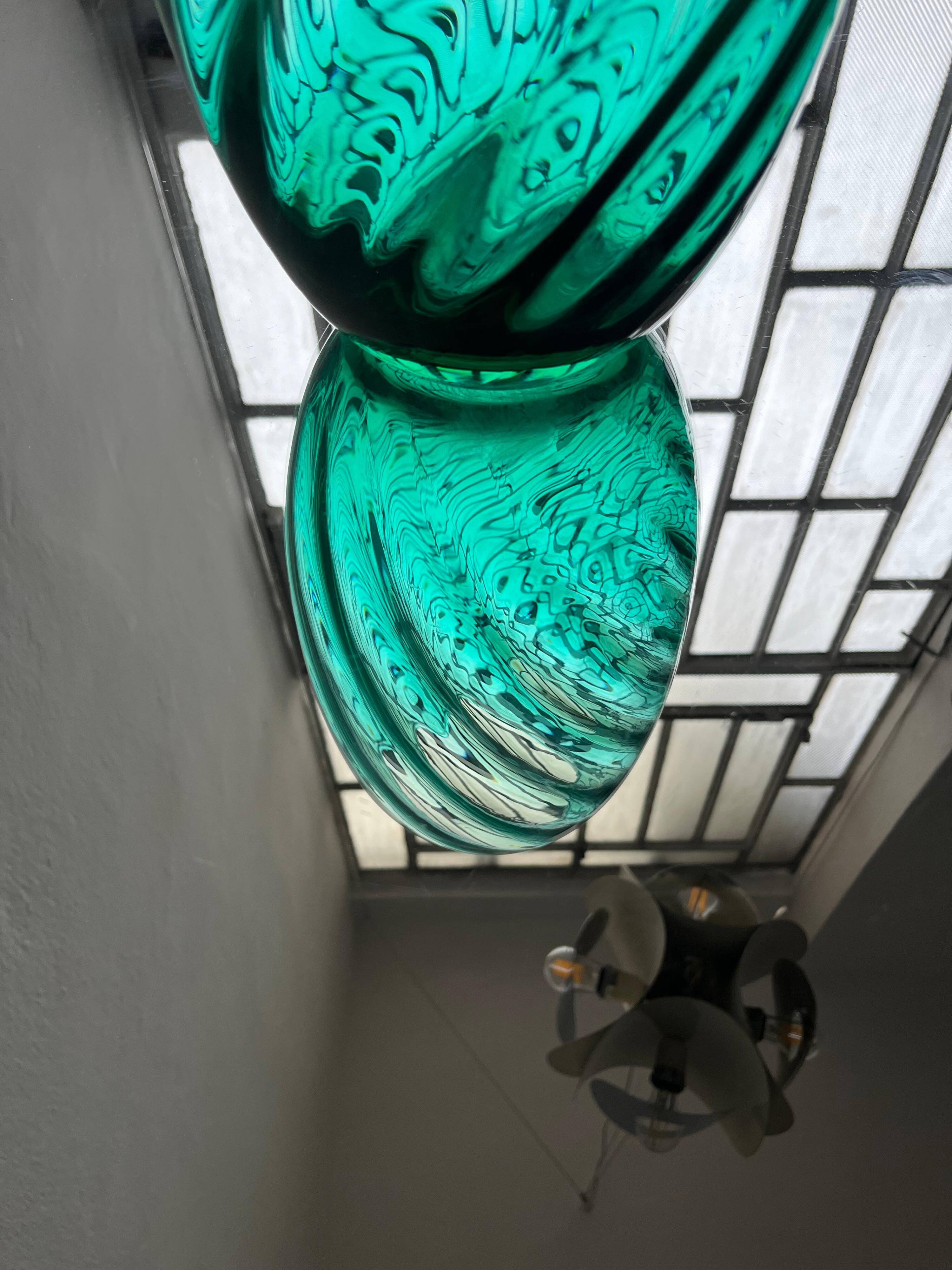 Large Green Murano vase by IVM Mazzega, art spiral glass