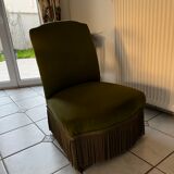 Fauteuil crapaud tissu vert - avec roulettes