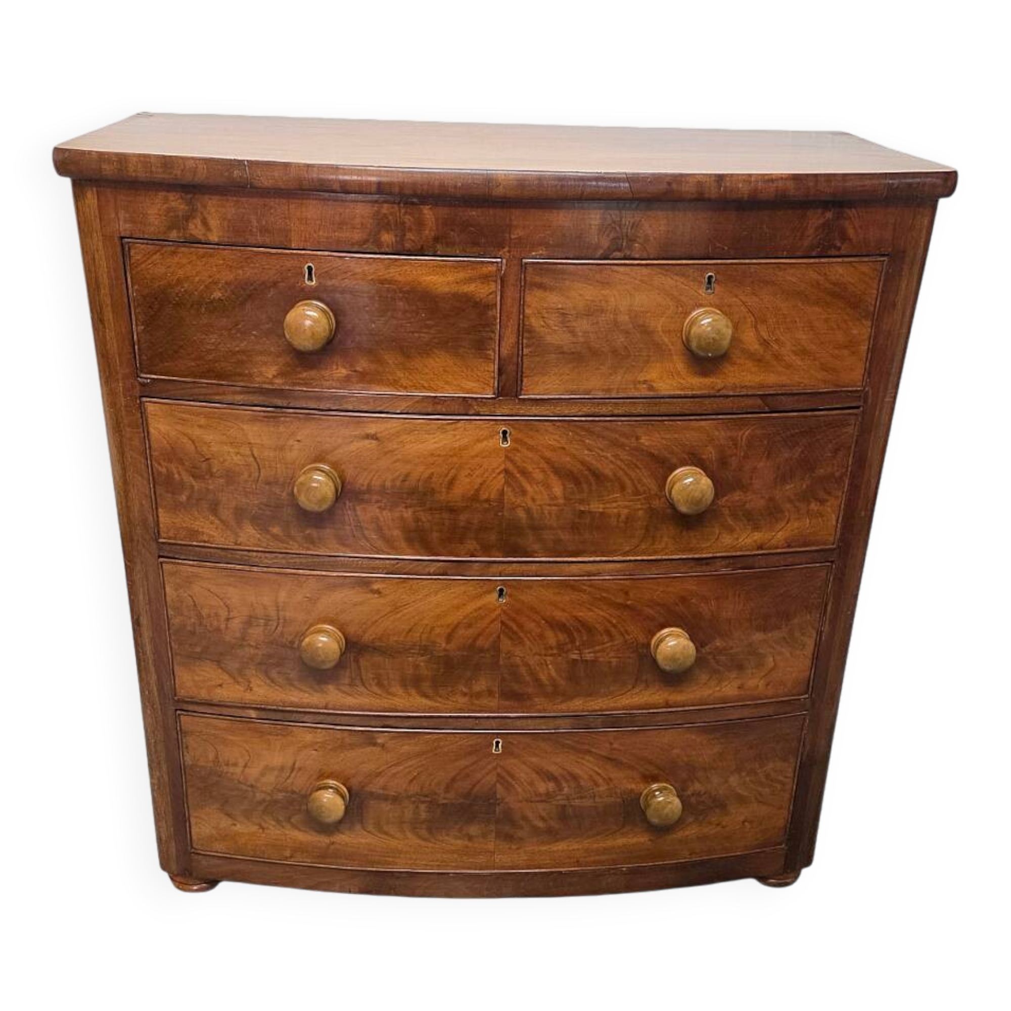 Antique English Victorian mahogany chest of drawers, early 1900s