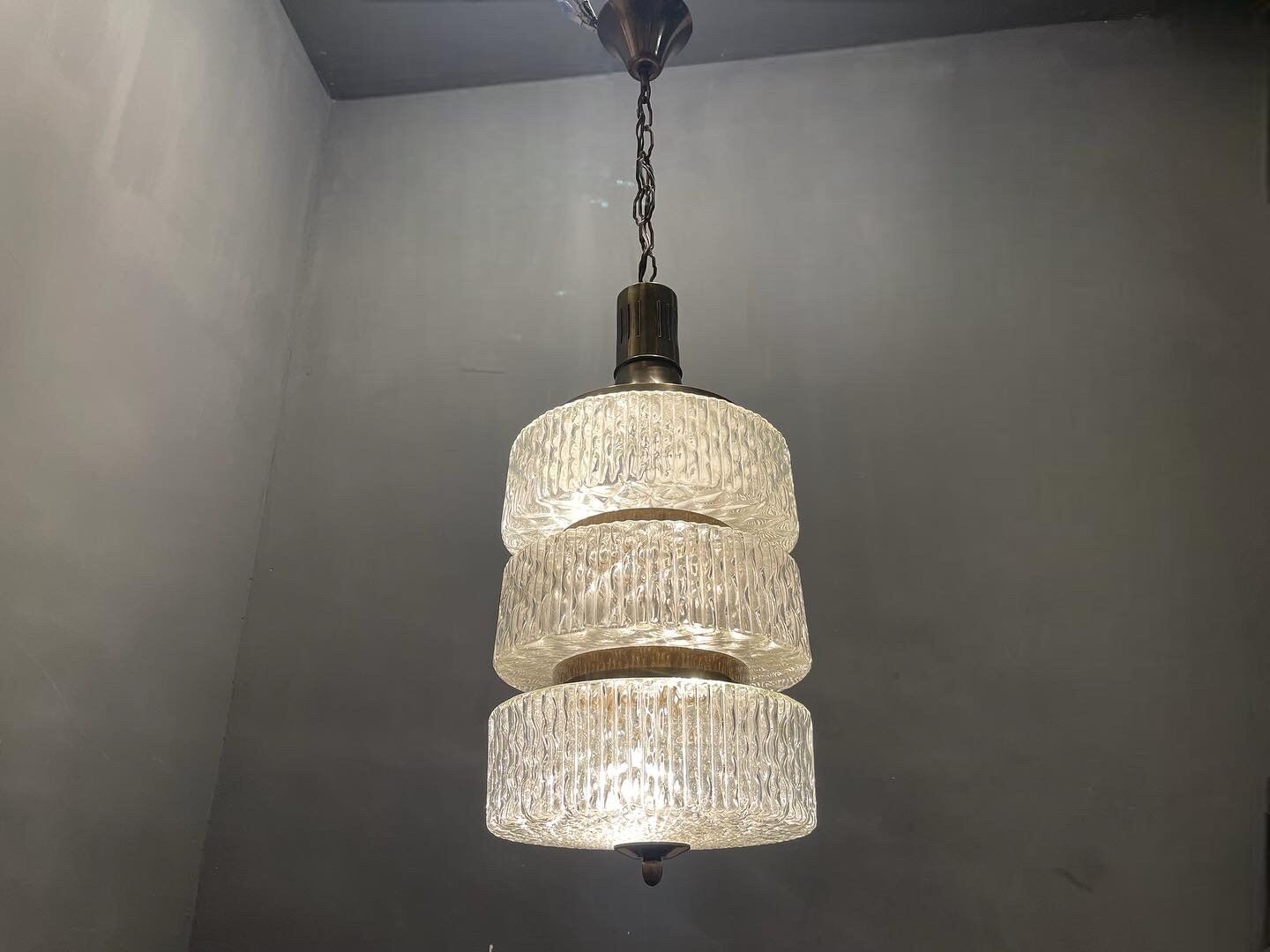 Mid-century crystal light pendant, 1970s
