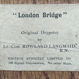 Tableau gravure originale Rowland Langmaid (1897/1956) "London Bridge"