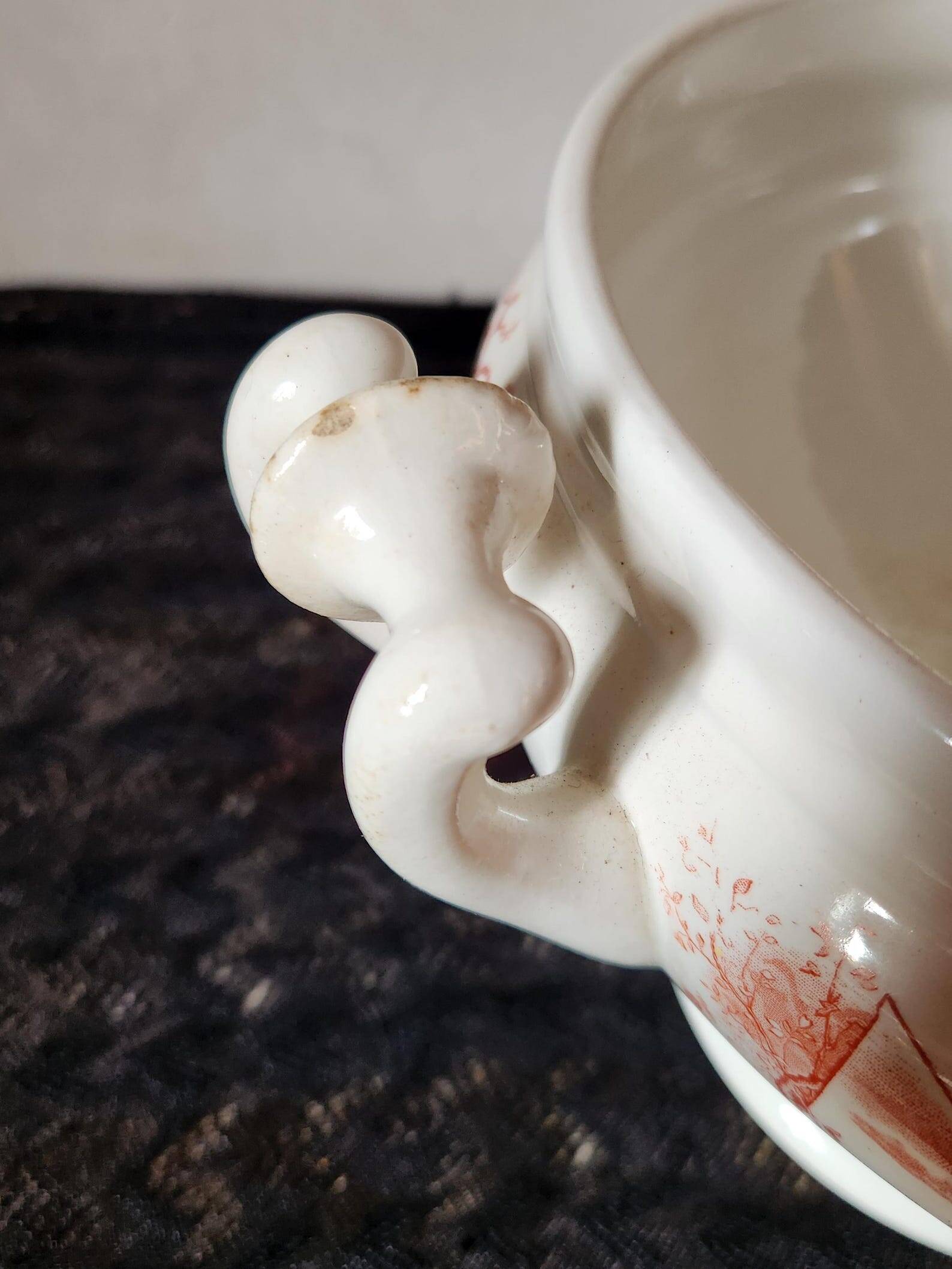 Dutch Tureen Petrus Regout Marines Series 1896 Maastricht Red Transferware