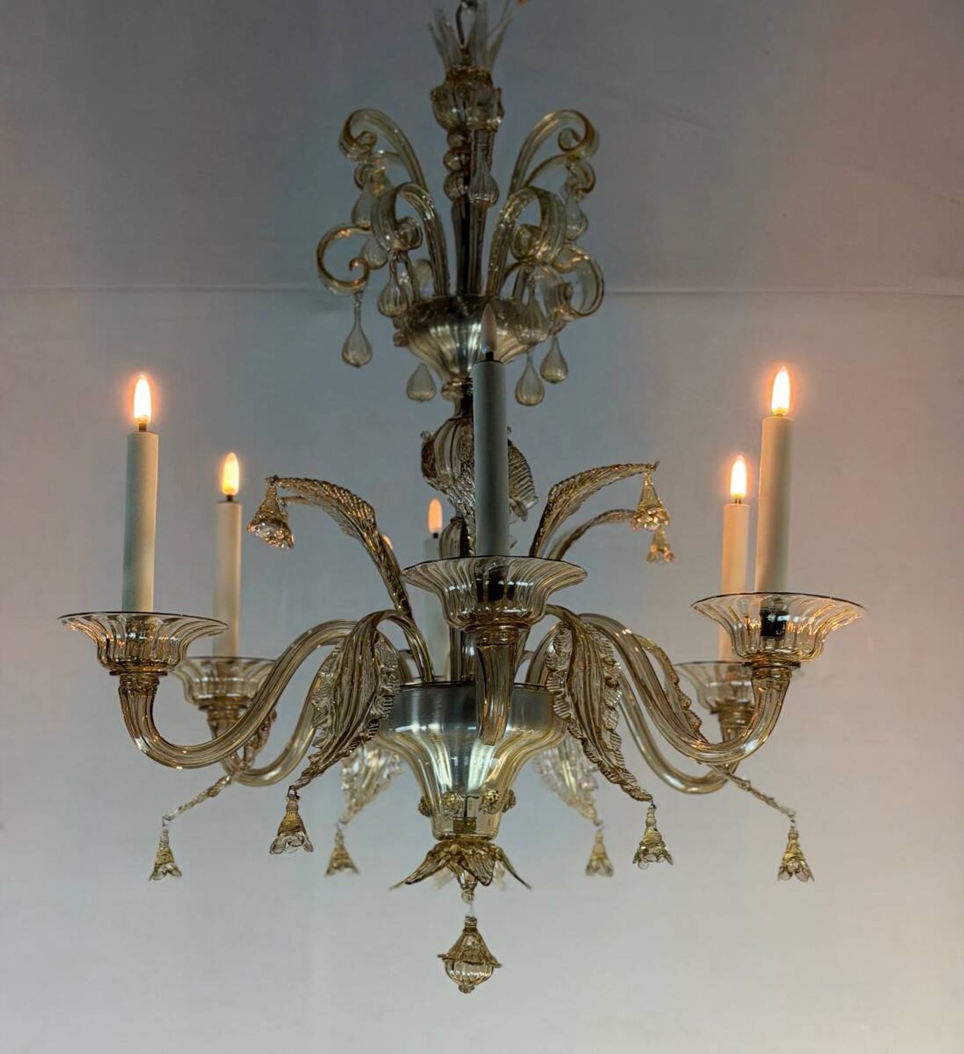 Lustre vénitien en verre de Murano mordoré, vers 1920