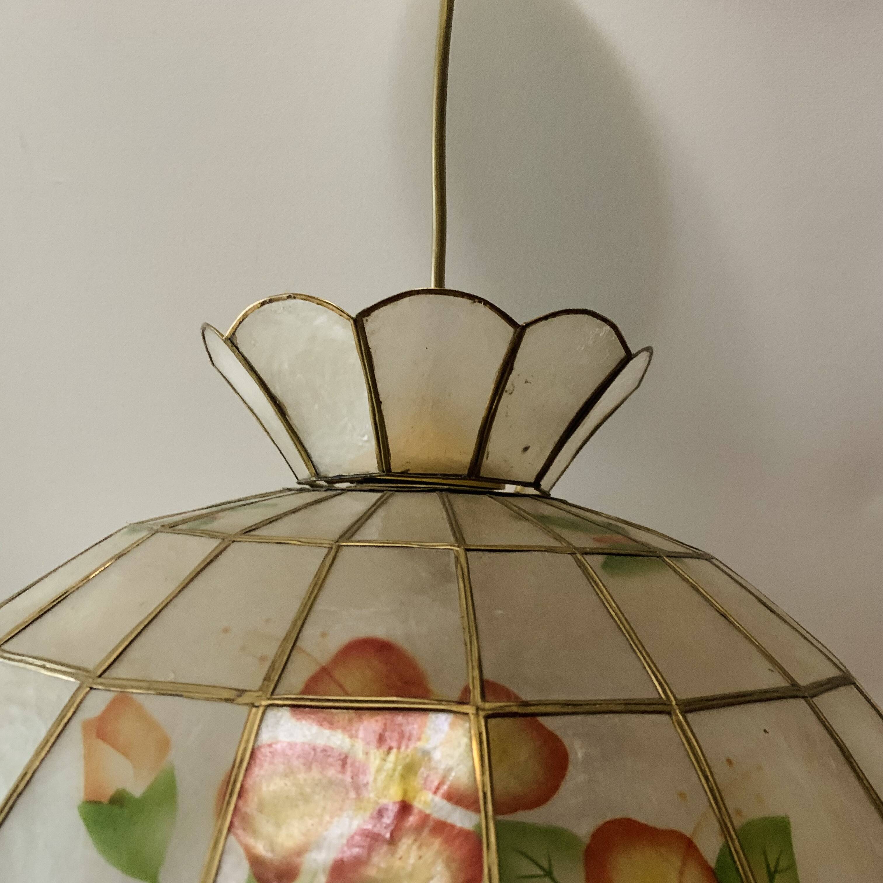 Vintage mother-of-pearl and brass pendant/chandelier