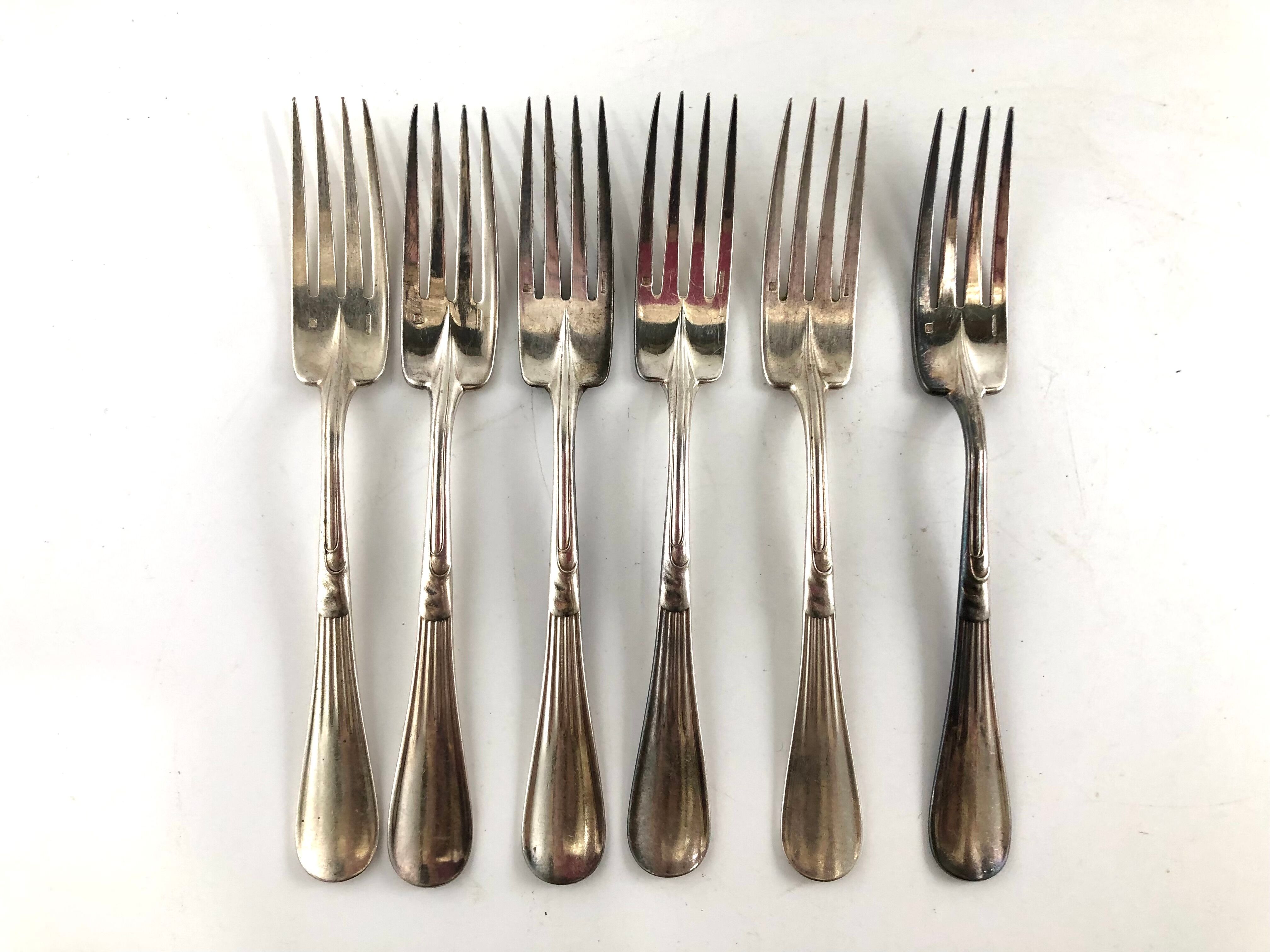 Christofle covered fish 6 forks 6 silver metal knives