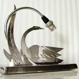 LW Paris "swan" lamp in silver metal, circa 1940