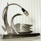 LW Paris "swan" lamp in silver metal, circa 1940