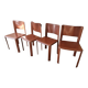 Chaises en Cuir Rouge Cidue Italie 1970
