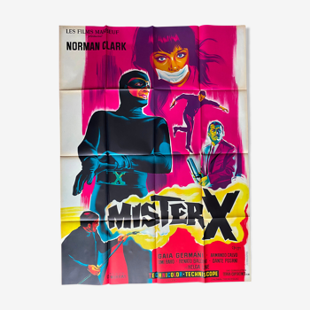 Affiche cinéma "Mister X" Super-héros 120x160cm 1967