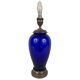 Risler et Carré. Grande lampe en verre bleu et monture argent, poinçon Minerve