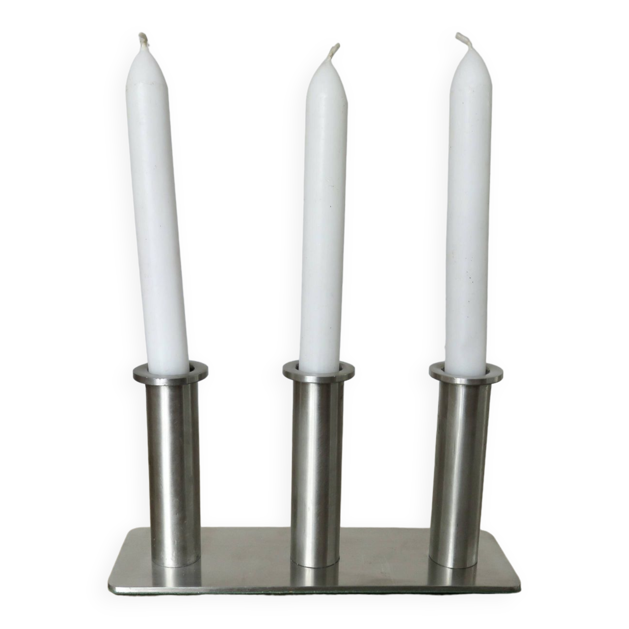 Bougeoir triple en acier inoxydable 1970