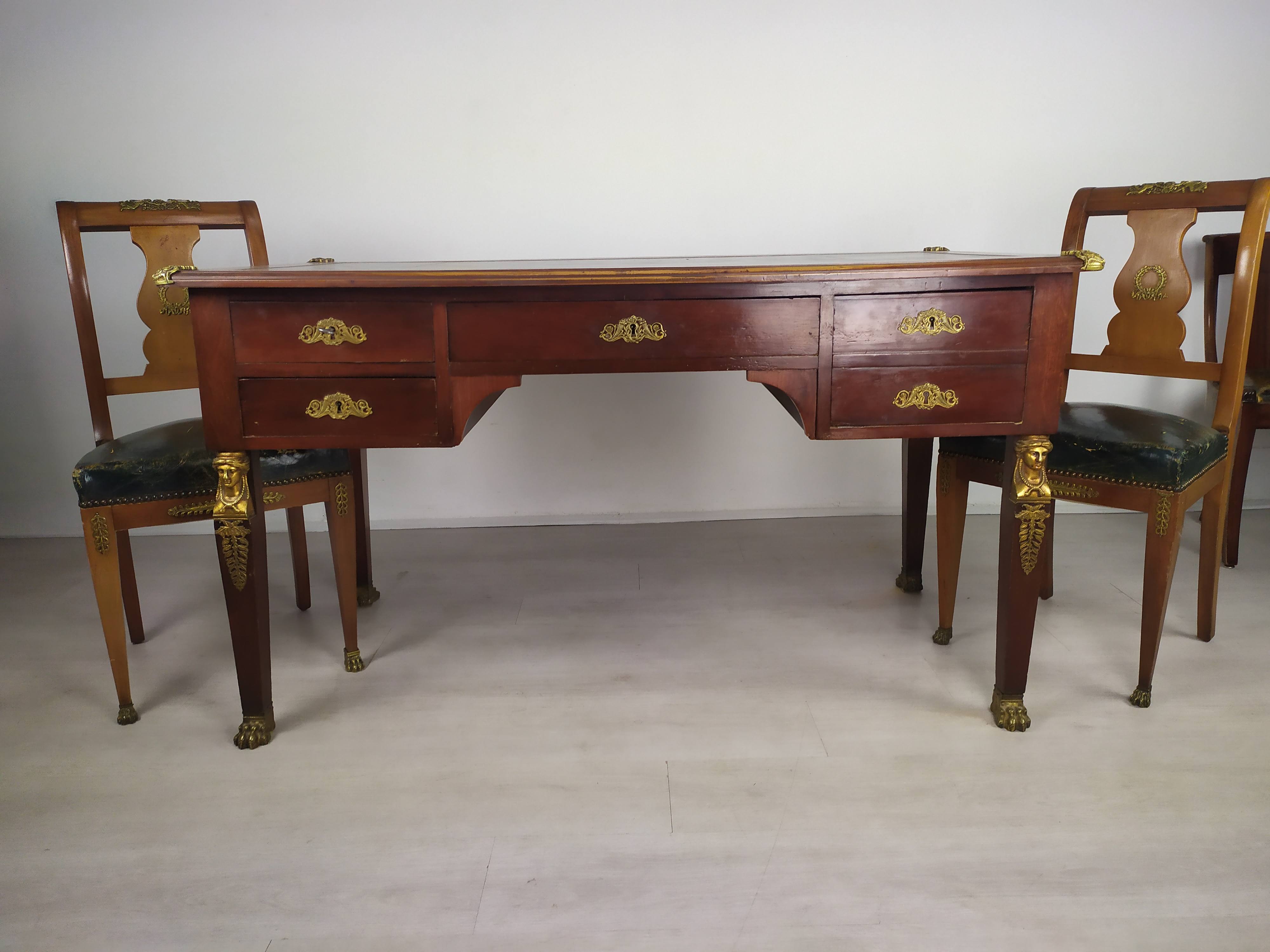 Empire-style desk and chairs