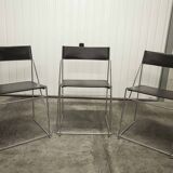 Set of 3 minimalist X line chairs by Niels Jorgen Haugesen for Hybodan circa 1970