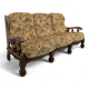 Rustic solid oak sofa with floral decoration