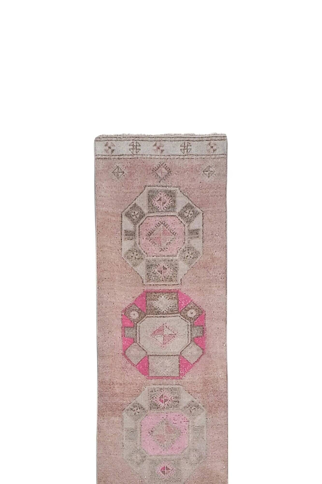Vintage Turkish hallway rug 76x735 cm